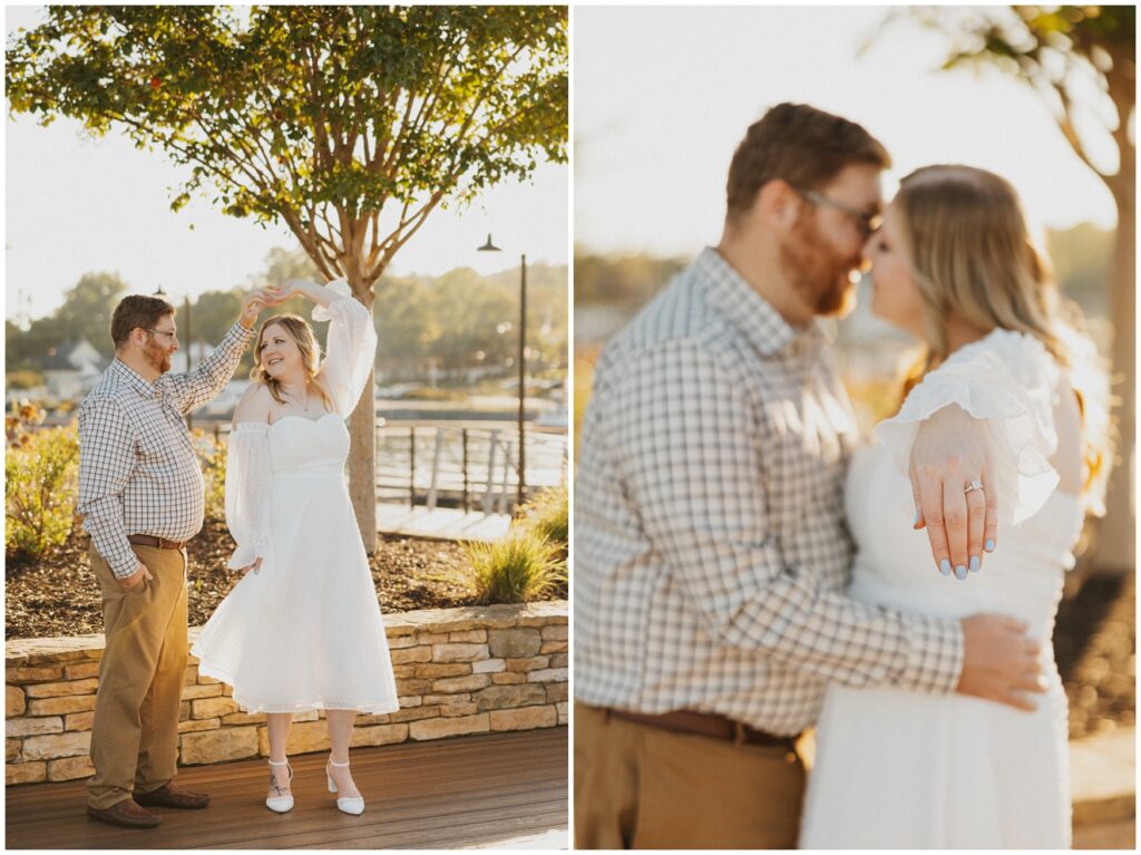 bride showing off engagement ring