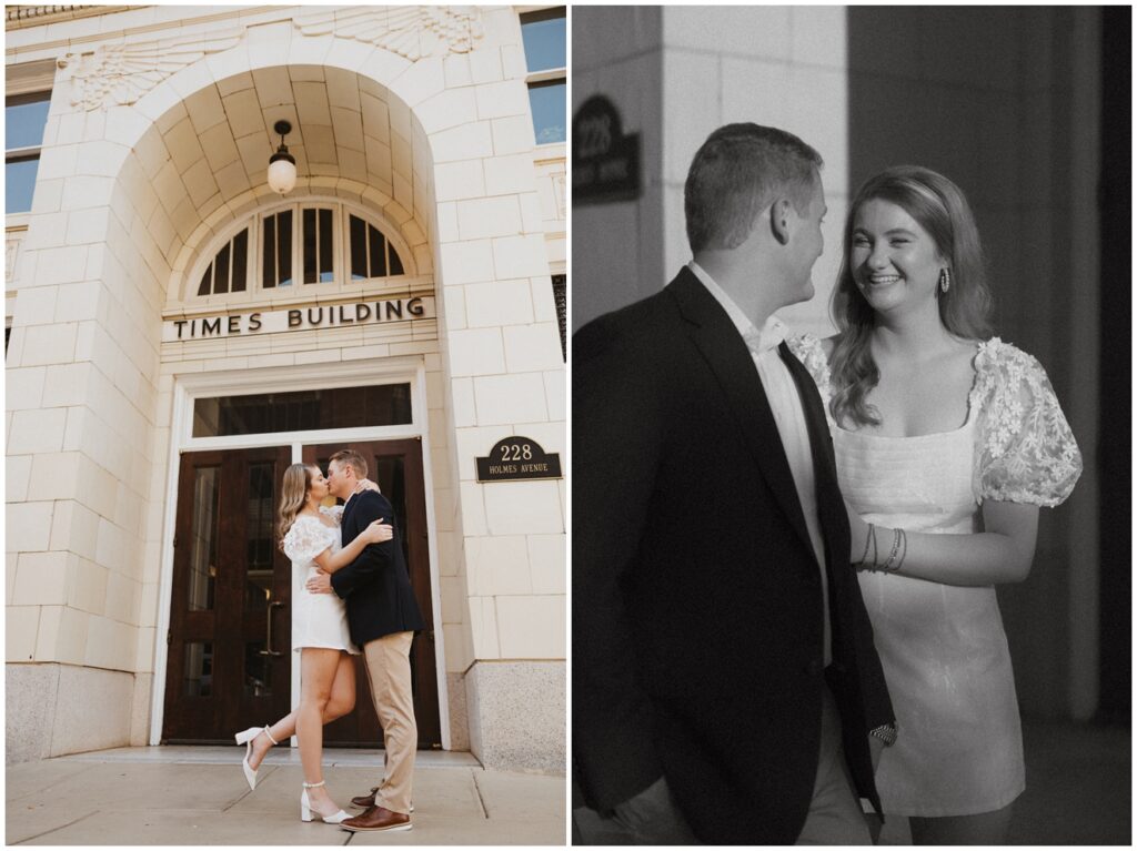 a photo of an engagement at downtown huntsville