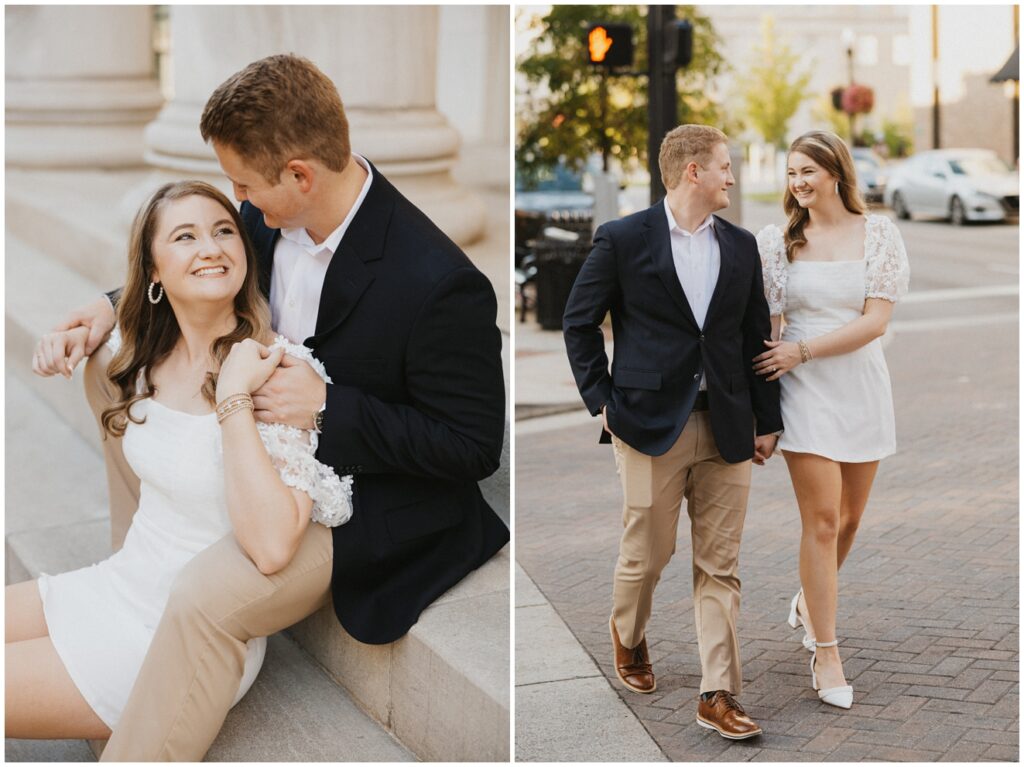 couple walking through the streets of downtown huntsville