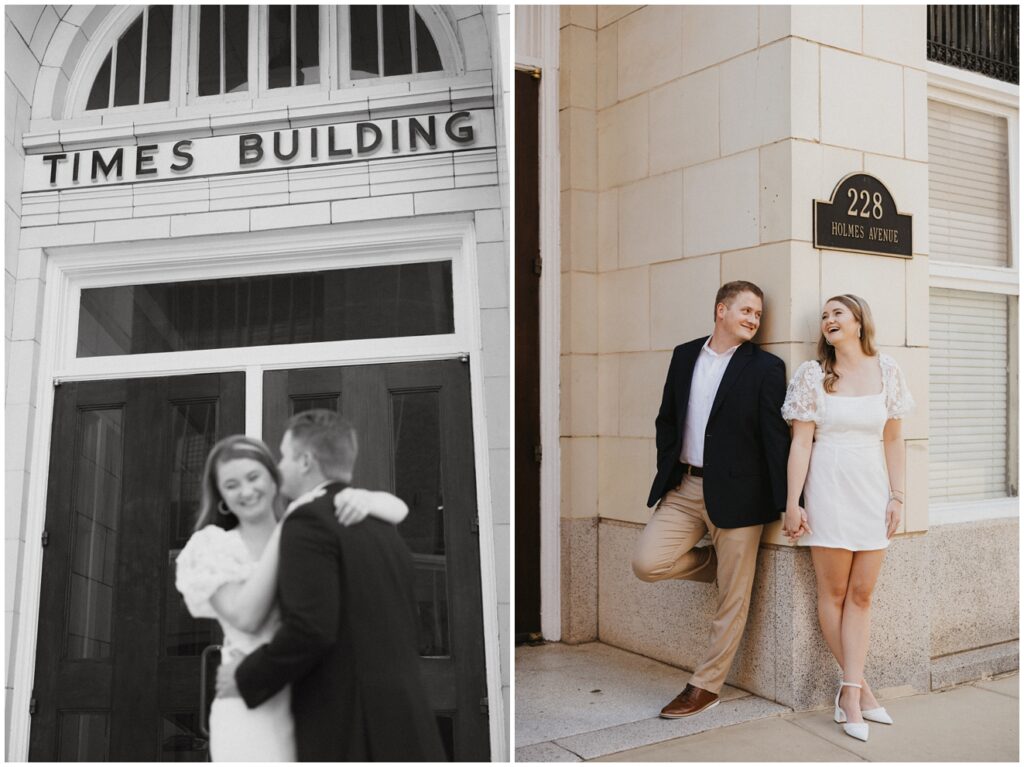 a photo of an engagement at downtown huntsville