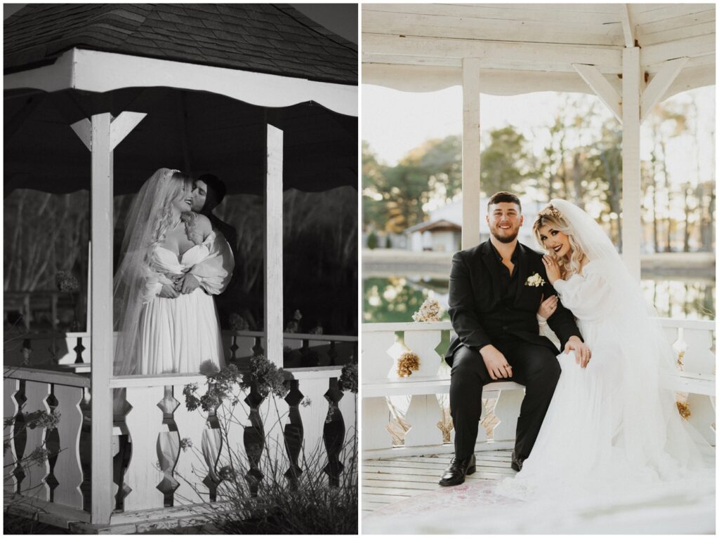 bride and groom embracing