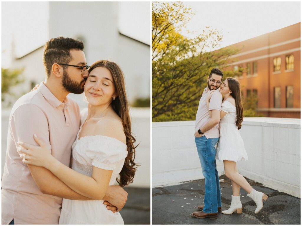 an engagement session at Downtown Huntsville alabama