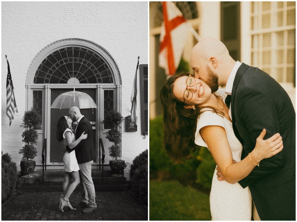 rainy anniversary session at downtown Huntsville