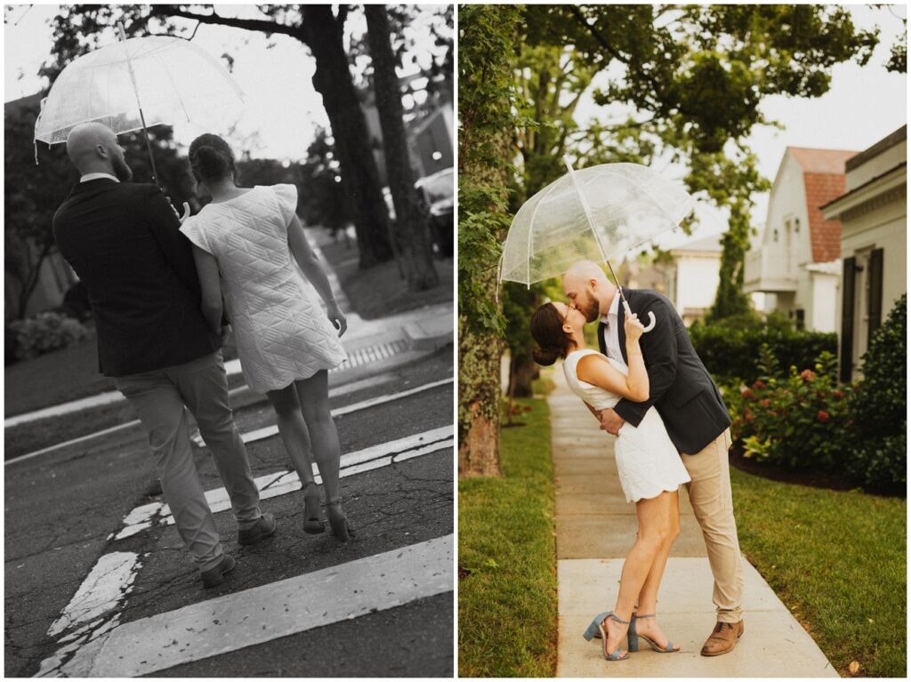couple kissing in the rain