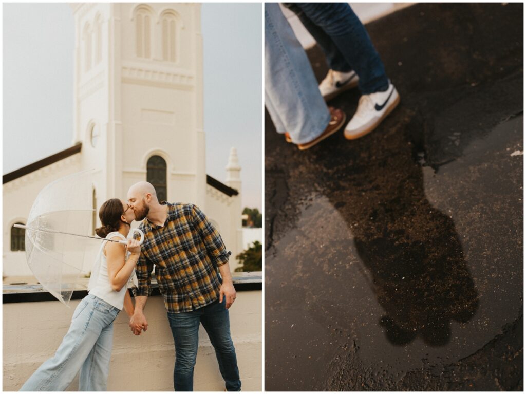 rainy anniversary session at downtown Huntsville
