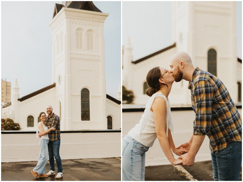 rainy anniversary session at downtown Huntsville