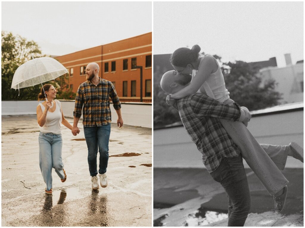 rainy anniversary session at downtown Huntsville