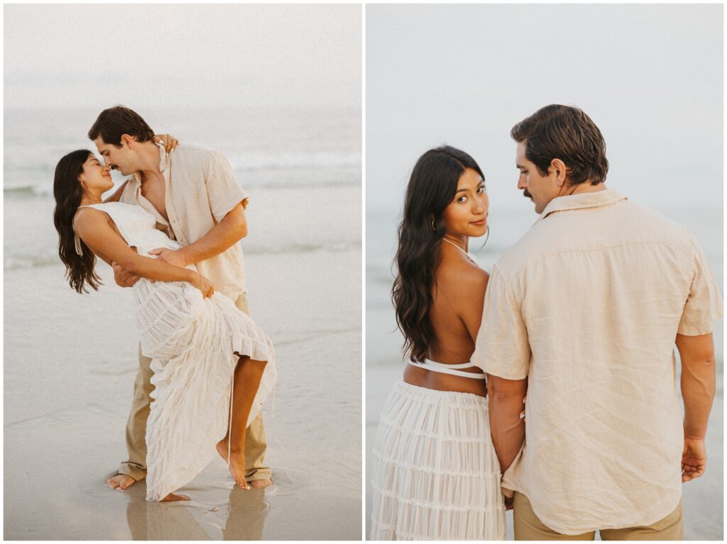 couple kissing on beach
