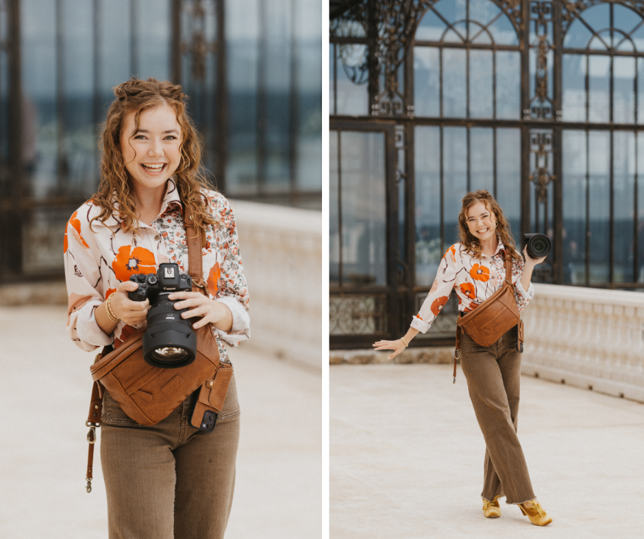 wedding photographer smiles at camera